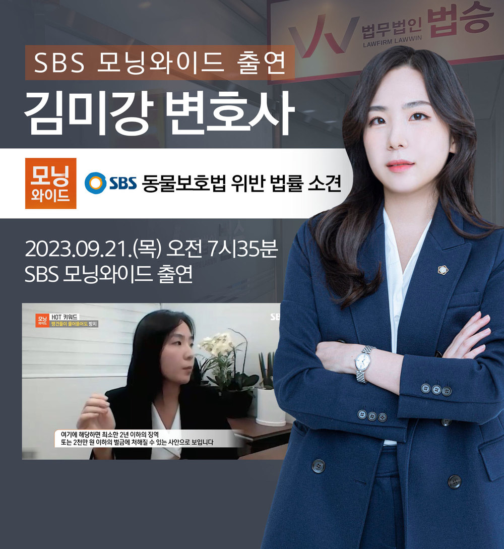 [법승소식] 김미강변호사, SBS 모닝와이드 HOT 키워드 [맹견들의 셰퍼드 공격 방치] 코너 출연 이미지