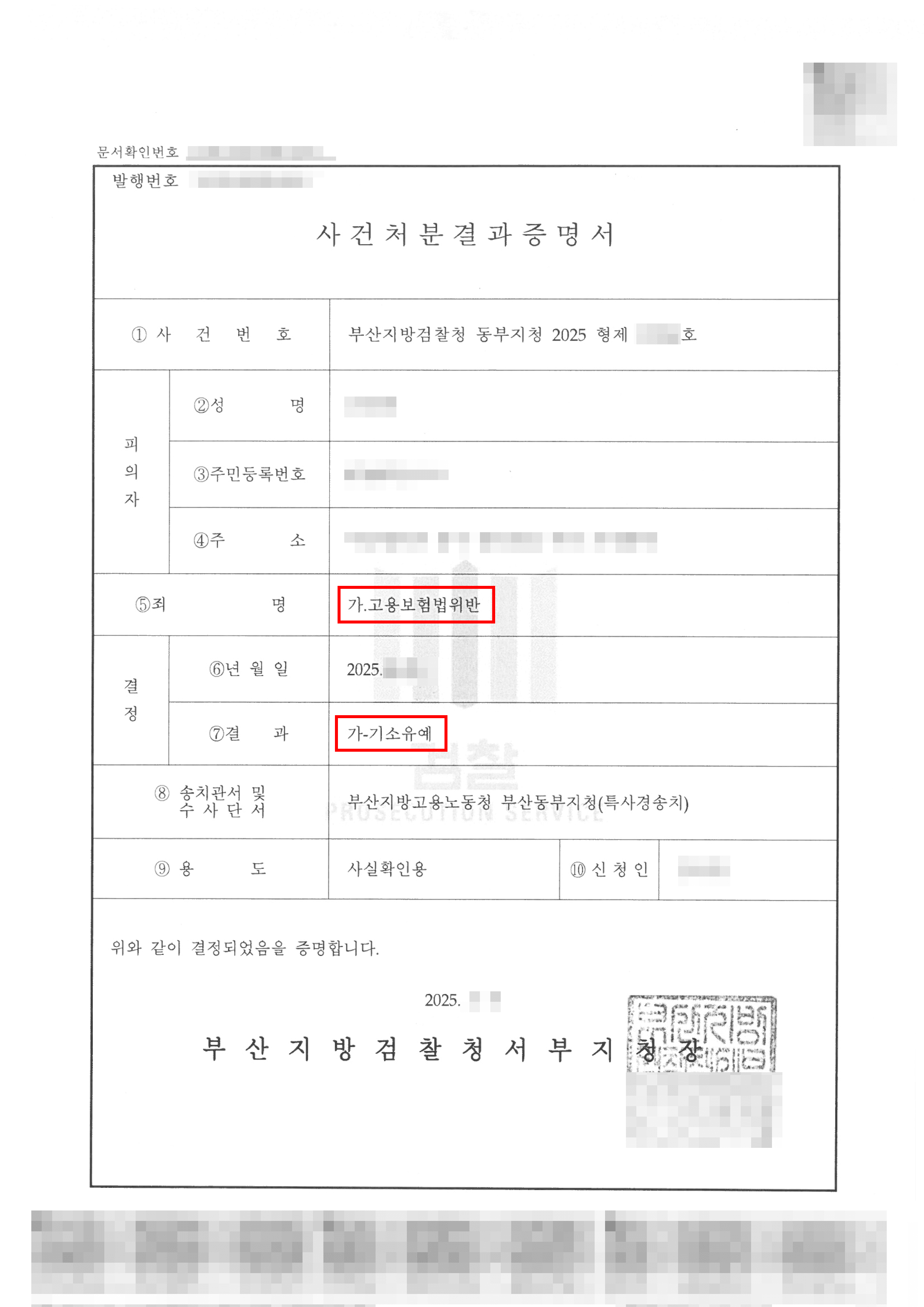기소유예 | 고용보험법 위반(부정수급) 기소유예로 선처받은 사례