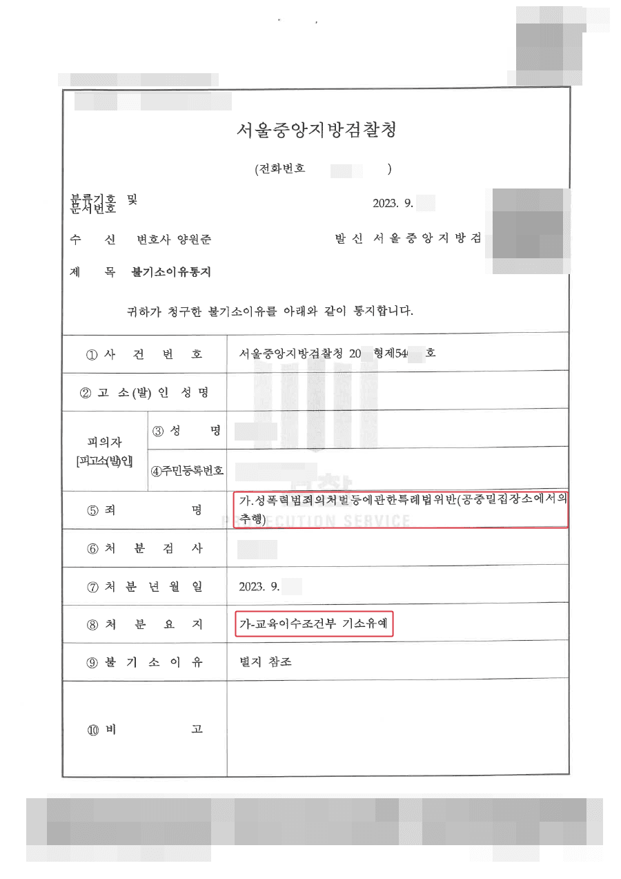 [서초성범죄변호사] 기소유예ㅣ지하철에서 공중밀집장소추행 혐의로 체포된 의뢰인, 선처를 받은 사례