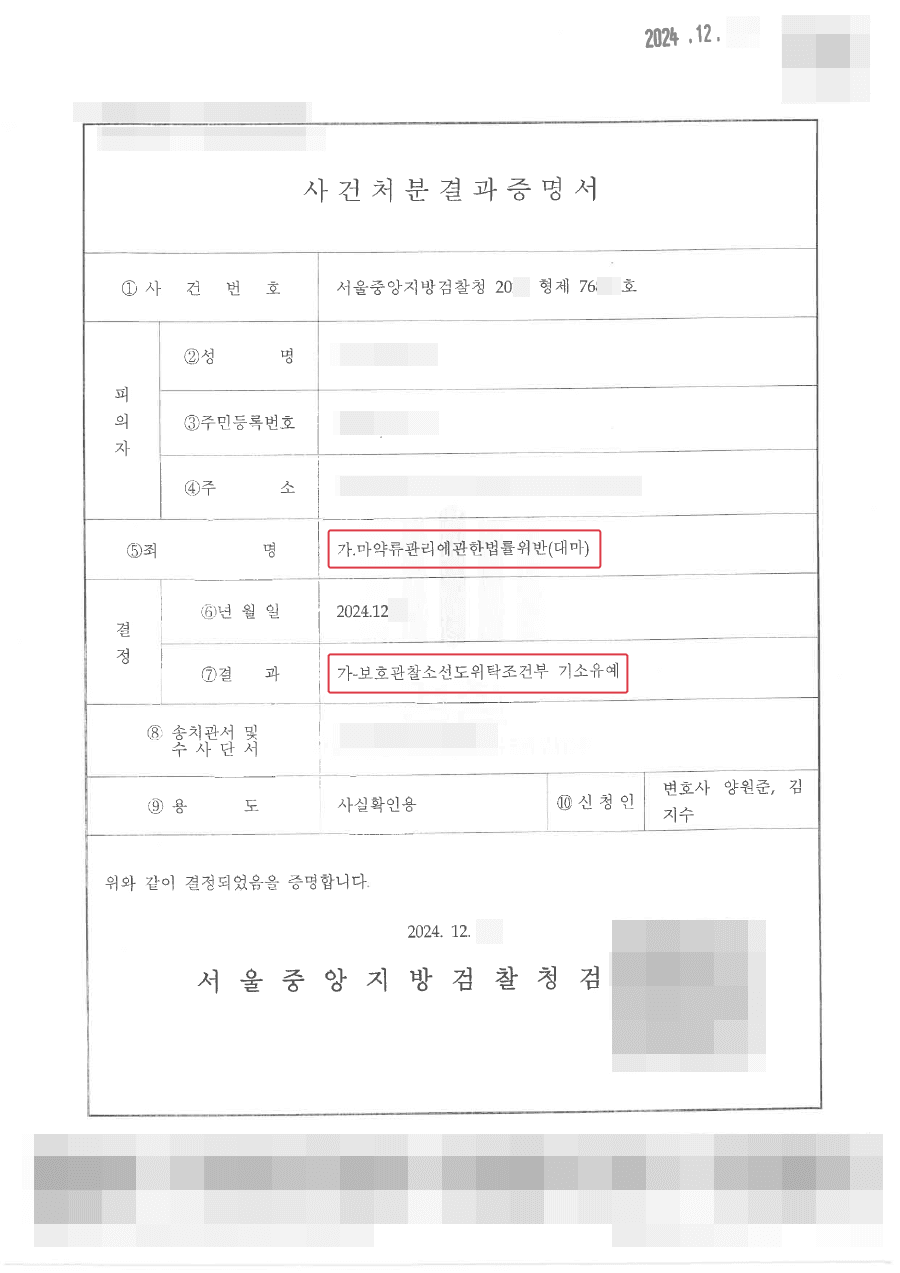 [외국인 마약사건 변호사] 기소유예ㅣ외국인 유학생 대마 수입, 기소유예 처분 이끌어낸 사례