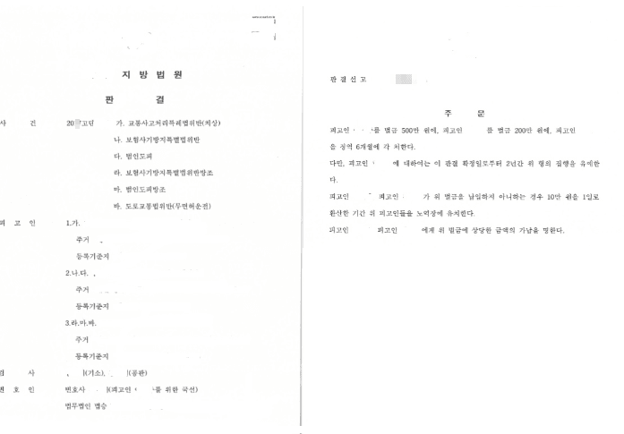 집행유예ㅣ보험사기방지특별법위반방조등 - 대전지방법원 20**고단3***